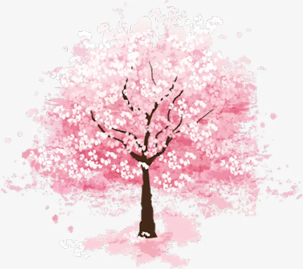 高清手绘水彩中国风樱花插画素材免抠