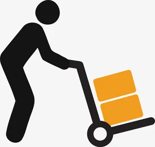 黑色扁平行李搬运工免抠