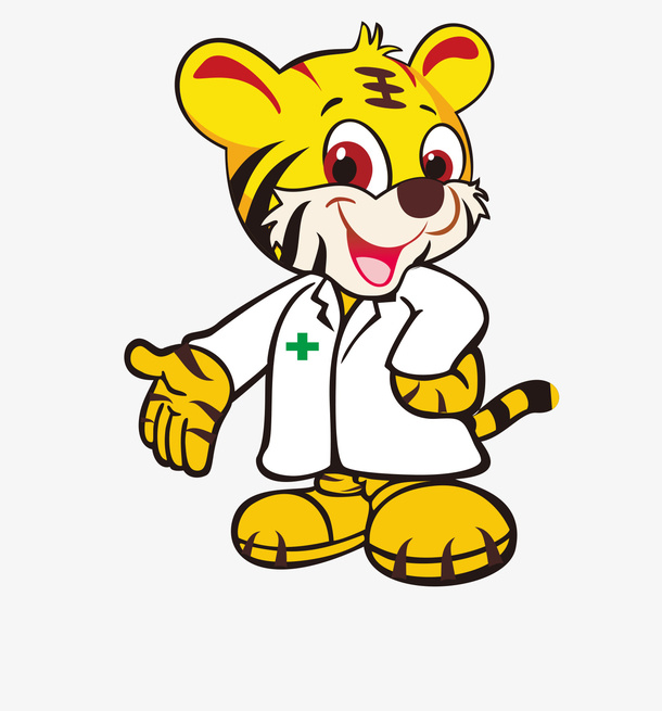 穿医生服的卡通老虎免抠