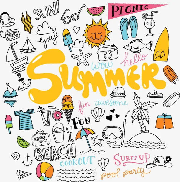 夏季summer旅游矢量元素免抠