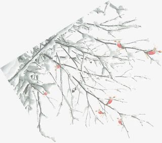 雪枝条淘宝年终大促海报免抠