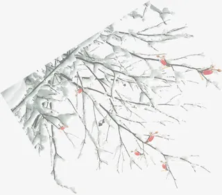 雪枝条淘宝年终大促海报免抠