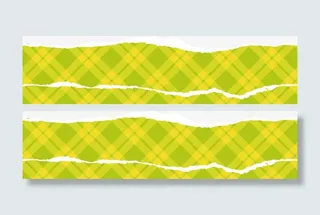 黄绿色格子纸张免抠