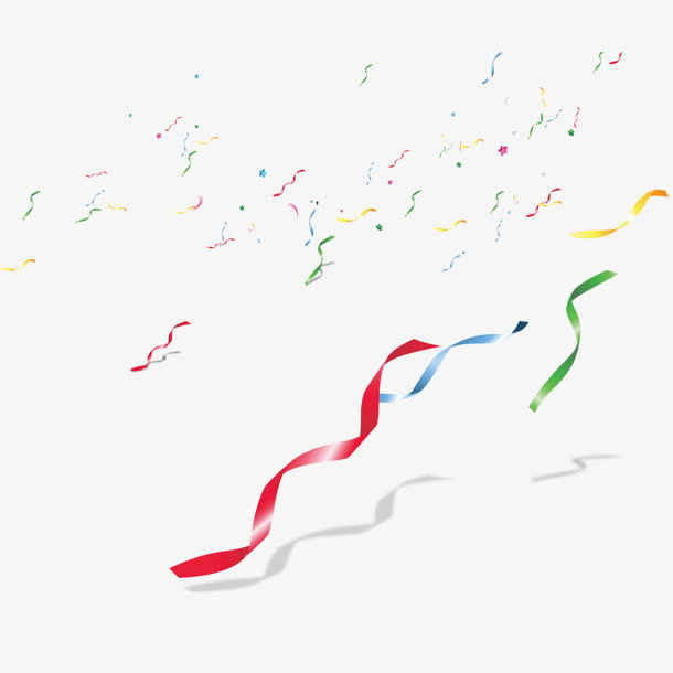 彩色蜷曲丝带装饰免抠