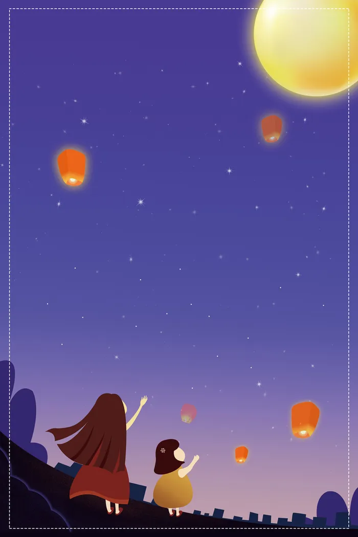 简约中秋节赏月背景高清