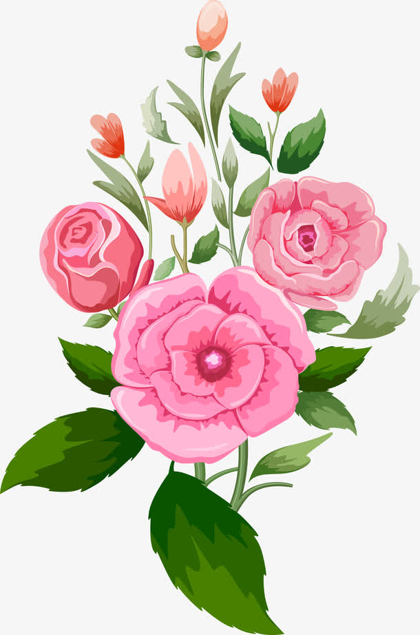 粉色一束花免抠