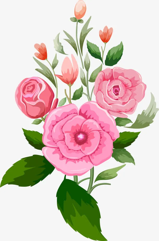 粉色一束花免抠