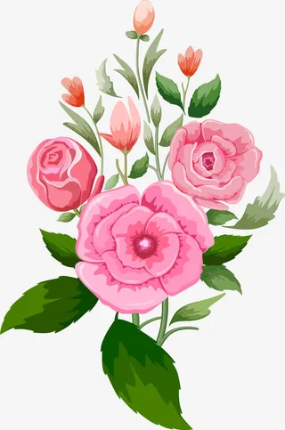 粉色一束花免抠