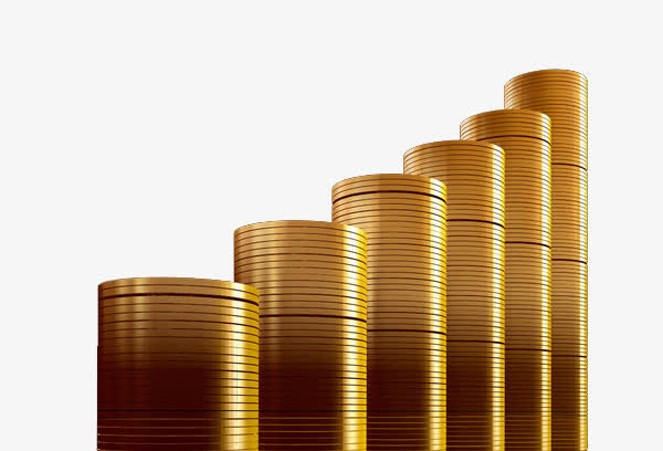 金灿灿金币柱状图免抠