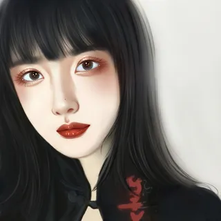 暗黑少女手绘插画免抠