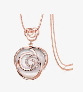 静风格玫瑰雨露毛衣链免抠