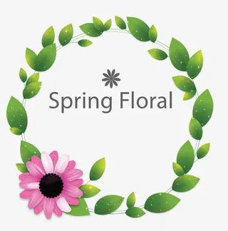 春天绿叶装饰边框免抠标签元素