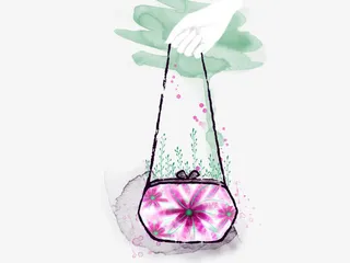 水彩画手中的包包免抠