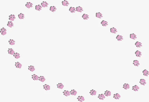 卡通粉色一圈猫爪印矢量图免抠