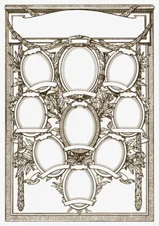 复古花纹边框家谱免抠