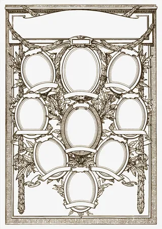 复古花纹边框家谱免抠