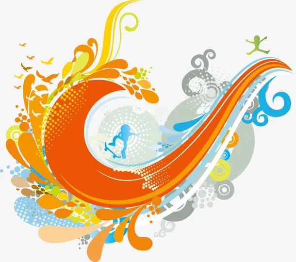 海浪潮流元素免抠