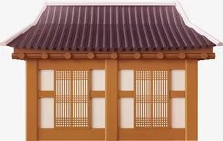 中国风，屋子，手绘免抠