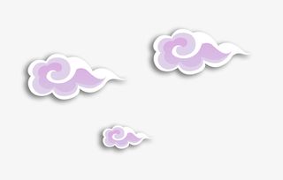 紫色中国风云朵漂浮素材免抠