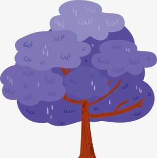 紫色春天卡通大树免抠