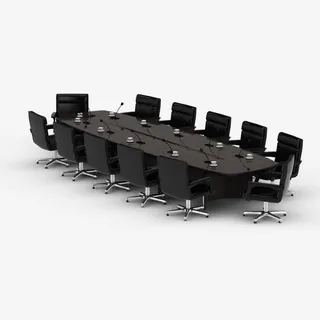 棕色大型方形会议桌免抠