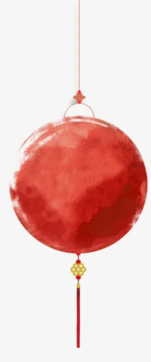 红色水彩灯笼装饰图案免抠