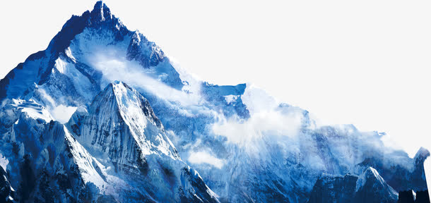 蓝色雪山免抠