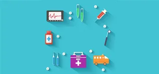 医药医学医院扁平蓝色海报背景高清