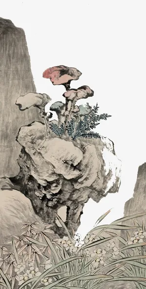 水墨灵芝草免抠 水墨灵芝草免抠