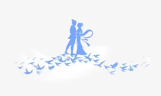 创意合成效果扁平鹊桥相会免抠