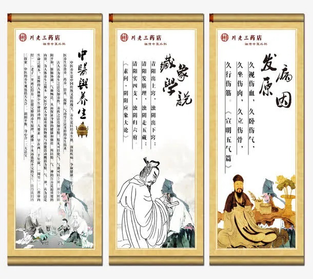 中医挂画宣传画免抠