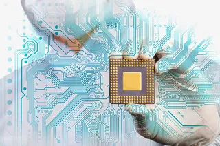 蓝色芯片线条免抠