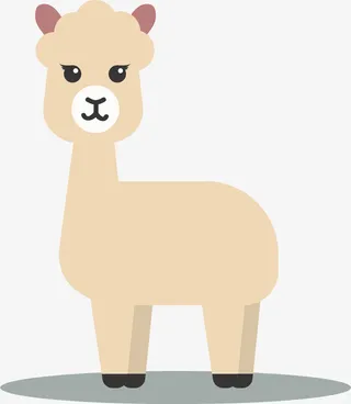 浅色矢量圆润羊驼免抠