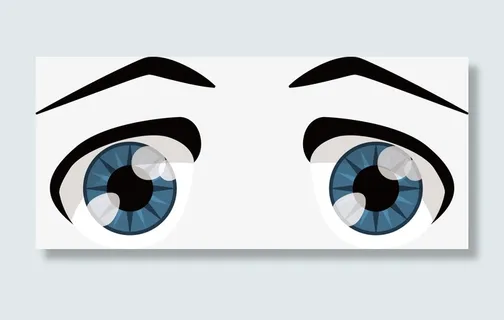 蓝色卡通瞳孔眼睛素材免抠