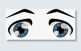 蓝色卡通瞳孔眼睛素材免抠