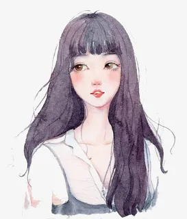 水彩女孩免抠