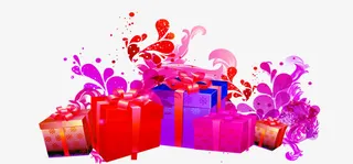 春节礼物堆橱窗海报素材免抠