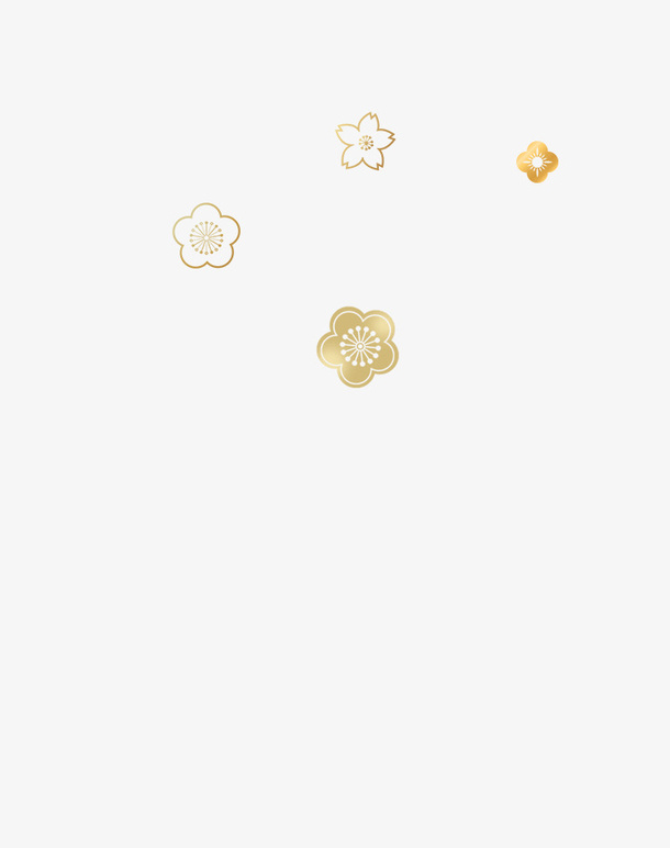 金色梅花花瓣免抠