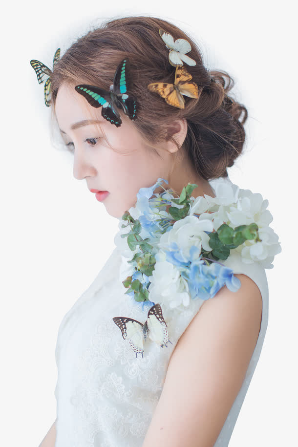 人物写真花仙子花蝴蝶免抠