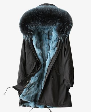 貉子毛领中长款 狐狸毛皮草内胆免抠