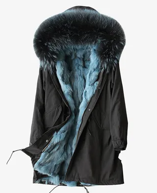 貉子毛领中长款 狐狸毛皮草内胆免抠