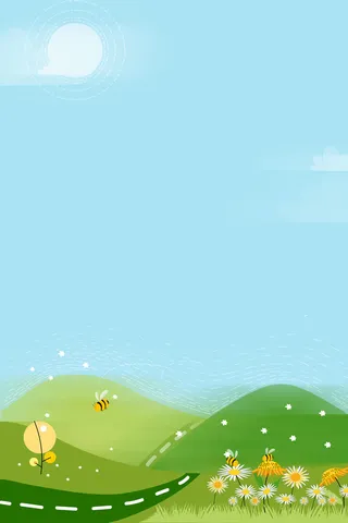 春天风景蓝天白云节气广告海报背景图片高清