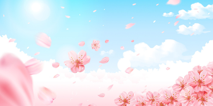 文艺清新简约花卉粉红色水彩风春天通用背景高清