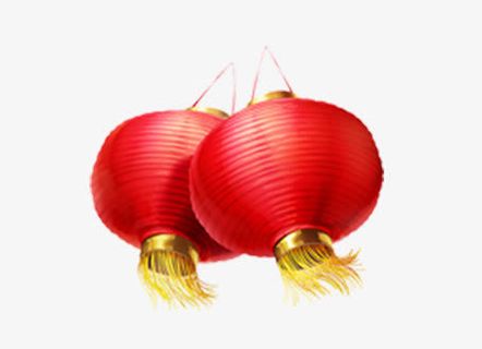 红色大灯笼元宵节新年元素手绘免抠