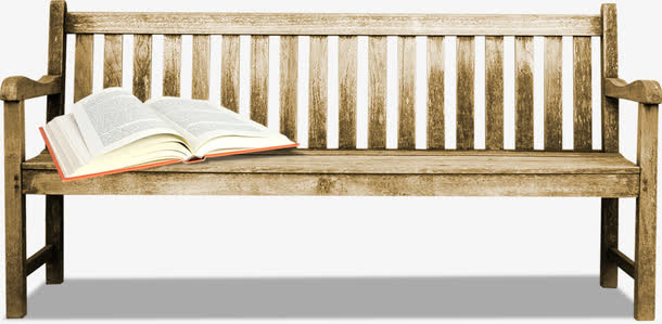 手绘春天长椅公园书籍免抠