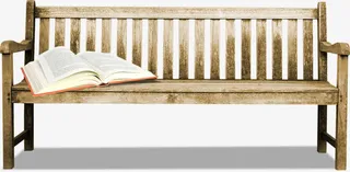 手绘春天长椅公园书籍免抠