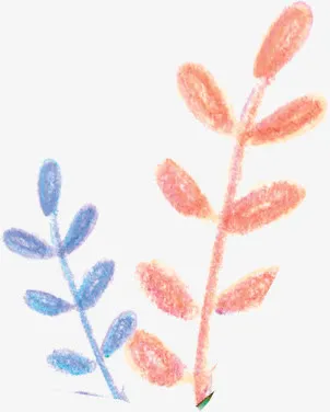 蜡笔画叶子素材海报免抠