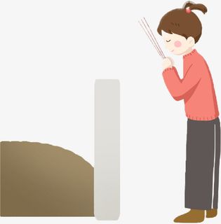 手绘清明节祭祖免抠