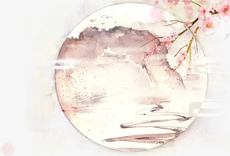 唯美古风手绘插画免抠