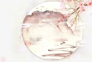 唯美古风手绘插画免抠